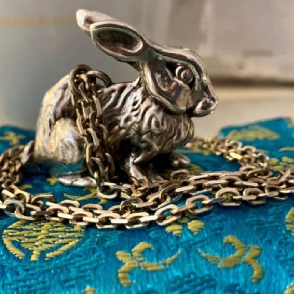 925 Solid Sterling Silver Easter Bunny Rabbit Pen… - image 6